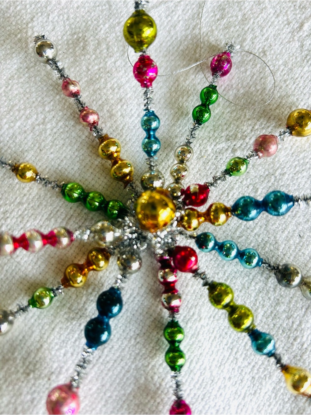 Vintage repurposed mercury glass holiday star burst Christmas Ornament